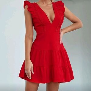 Elegant Red Ruffle Dress